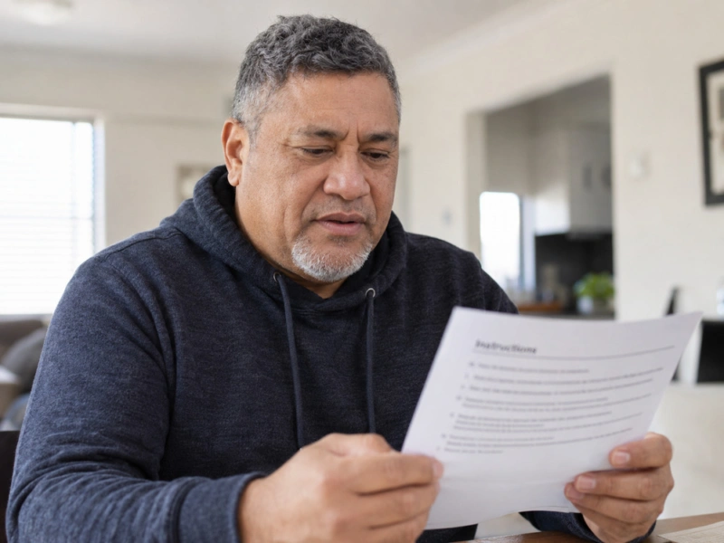 Pacific island man reading instructions